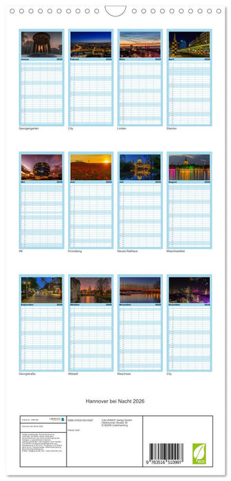 Hannover bei Nacht 2026 (CALVENDO Familienplaner 2026)