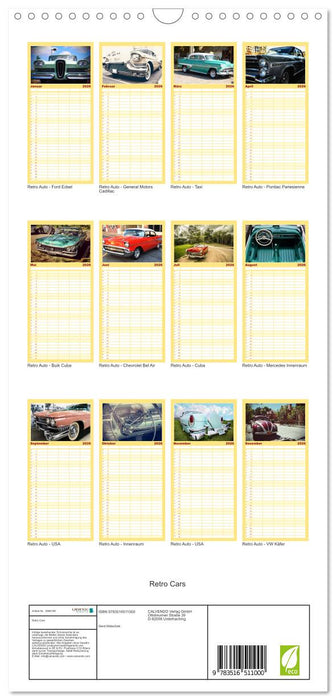 Retro Cars (CALVENDO Familienplaner 2026)