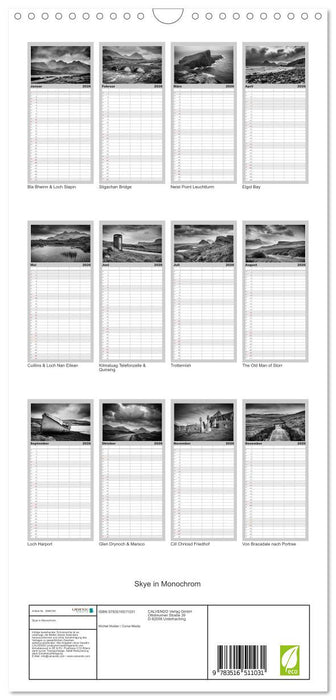 Skye in Monochrom (CALVENDO Familienplaner 2026)