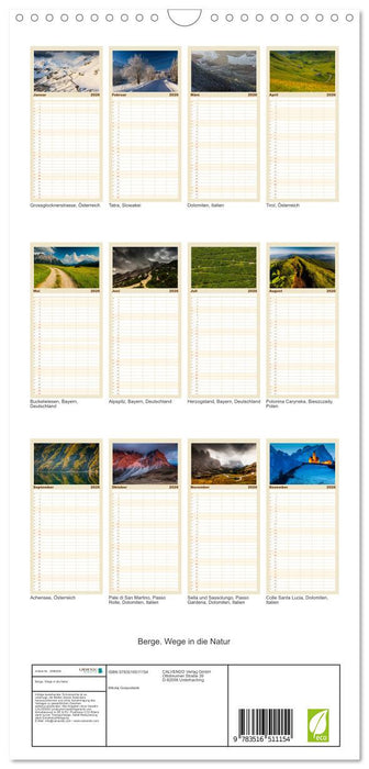 Berge. Wege in die Natur (CALVENDO Familienplaner 2026)