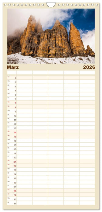 Drei Zinnen. Sextner Dolomiten (CALVENDO Familienplaner 2026)