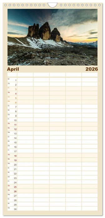 Drei Zinnen. Sextner Dolomiten (CALVENDO Familienplaner 2026)