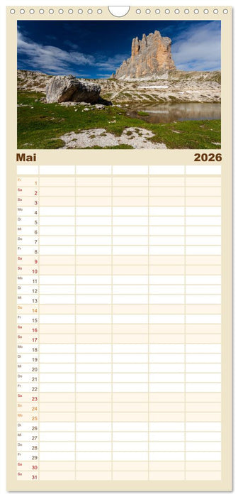 Drei Zinnen. Sextner Dolomiten (CALVENDO Familienplaner 2026)