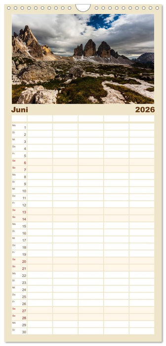 Drei Zinnen. Sextner Dolomiten (CALVENDO Familienplaner 2026)