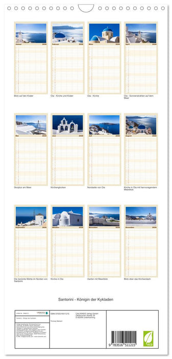 Santorini - Königin der Kykladen (CALVENDO Familienplaner 2026)