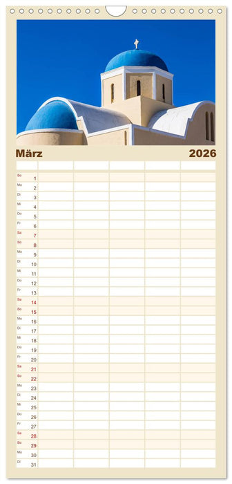 Santorini - Königin der Kykladen (CALVENDO Familienplaner 2026)