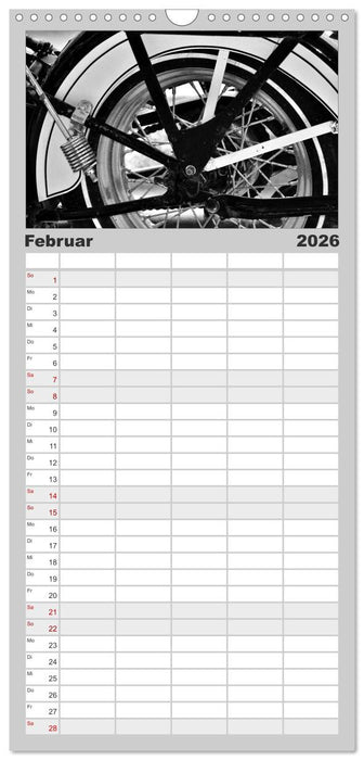 Harley Davidson WLA 750 in Schwarzweiss (CALVENDO Familienplaner 2026)