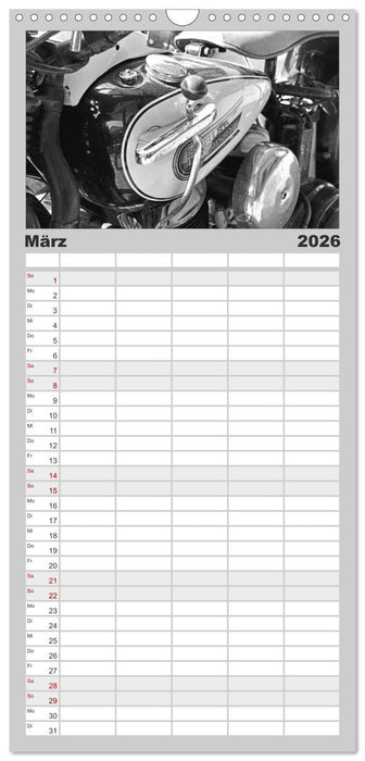 Harley Davidson WLA 750 in Schwarzweiss (CALVENDO Familienplaner 2026)