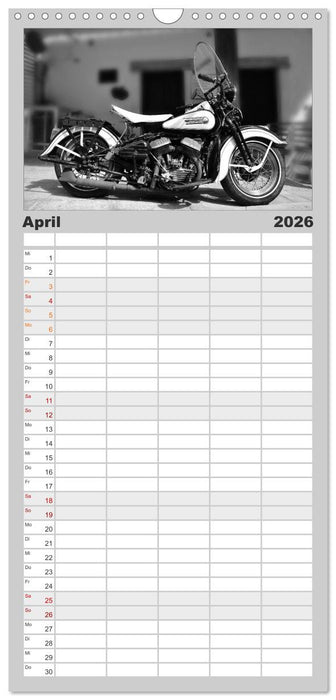 Harley Davidson WLA 750 in Schwarzweiss (CALVENDO Familienplaner 2026)