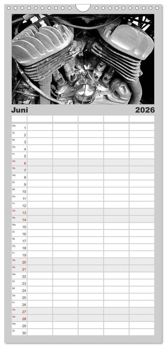 Harley Davidson WLA 750 in Schwarzweiss (CALVENDO Familienplaner 2026)