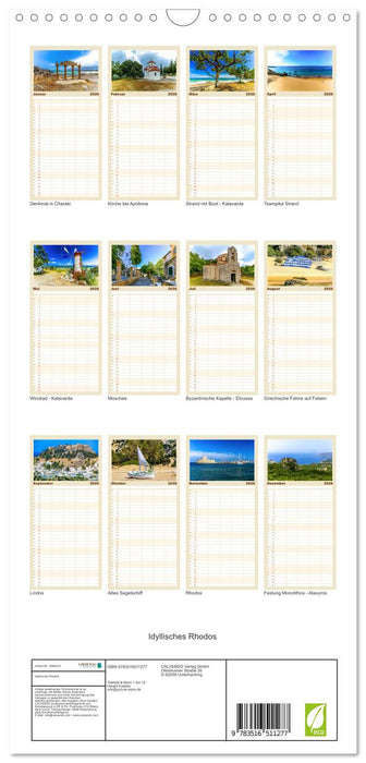 Idyllisches Rhodos (CALVENDO Familienplaner 2026)