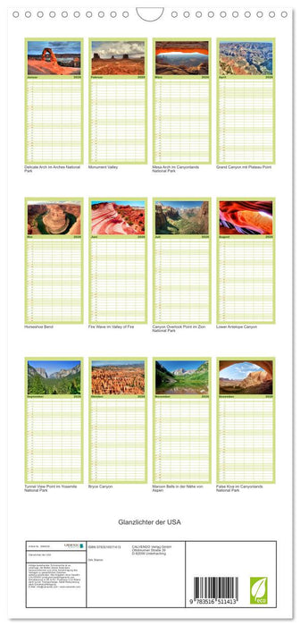 Glanzlichter der USA (CALVENDO Familienplaner 2026)