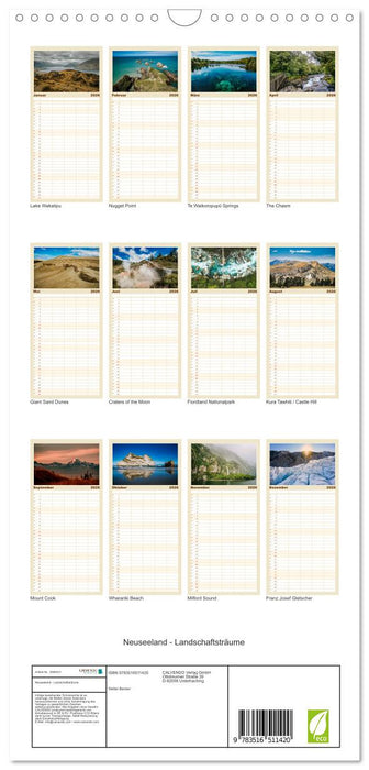 Neuseeland - Landschaftsträume (CALVENDO Familienplaner 2026)