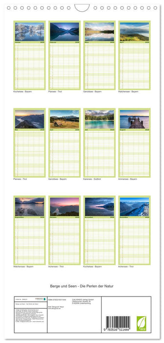 Berge und Seen - Die Perlen der Natur (CALVENDO Familienplaner 2026)