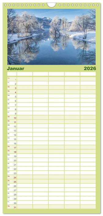 Berge und Seen - Die Perlen der Natur (CALVENDO Familienplaner 2026)
