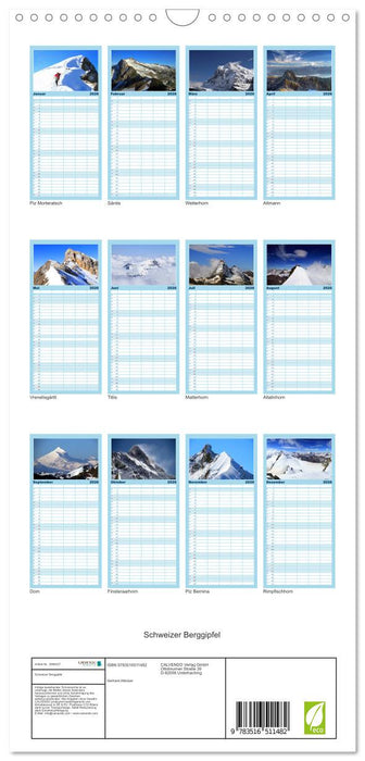 Schweizer Berggipfel (CALVENDO Familienplaner 2026)