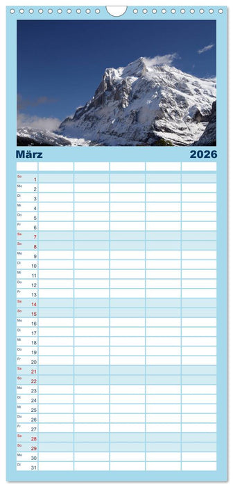 Schweizer Berggipfel (CALVENDO Familienplaner 2026)