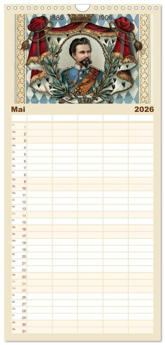 Ludwig II. von Bayern: Historische Illustrationen und Stiche (CALVENDO Familienplaner 2026)