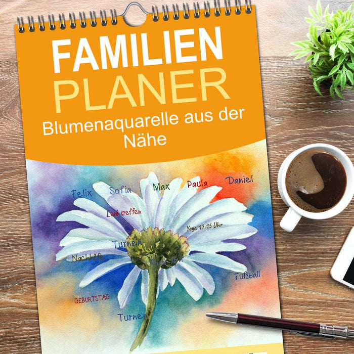 Blumenaquarelle aus der Nähe (CALVENDO Familienplaner 2026)