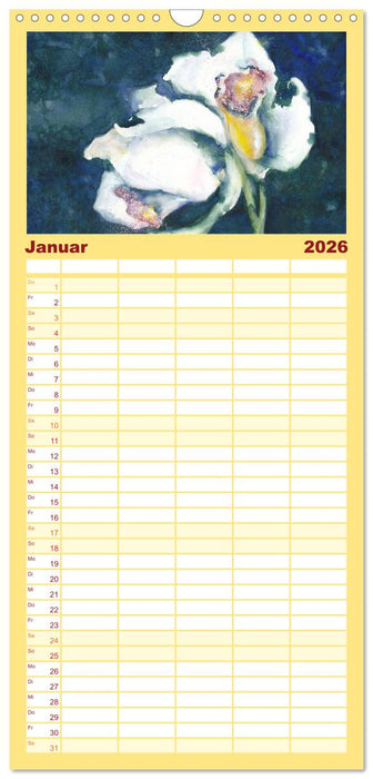 Blumenaquarelle aus der Nähe (CALVENDO Familienplaner 2026)