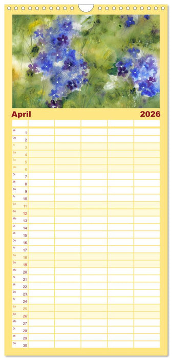 Blumenaquarelle aus der Nähe (CALVENDO Familienplaner 2026)