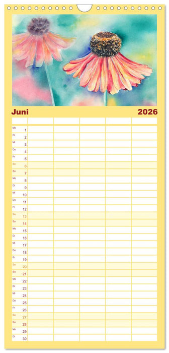 Blumenaquarelle aus der Nähe (CALVENDO Familienplaner 2026)