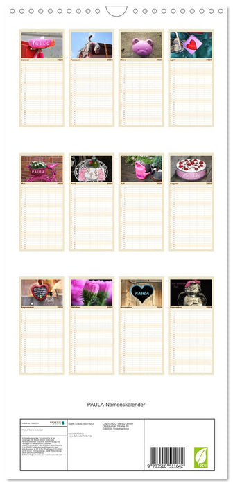 PAULA-Namenskalender (CALVENDO Familienplaner 2026)