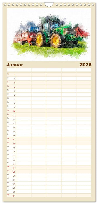 Traktoren - malerische Kraftpakete in der Landwirtschaft (CALVENDO Familienplaner 2026)