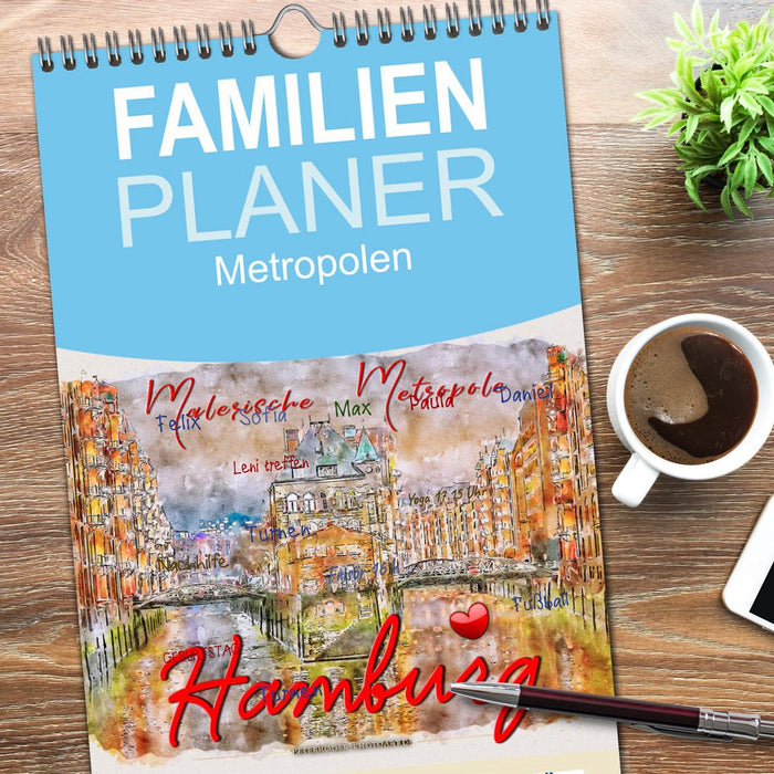 Hamburg - malerische Metropole (CALVENDO Familienplaner 2026)