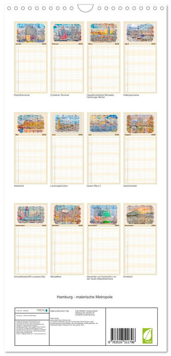Hamburg - malerische Metropole (CALVENDO Familienplaner 2026)