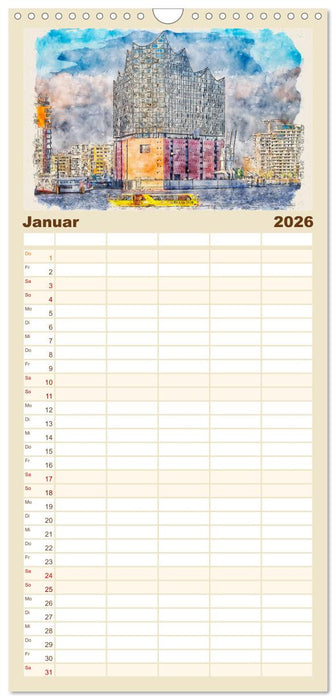 Hamburg - malerische Metropole (CALVENDO Familienplaner 2026)