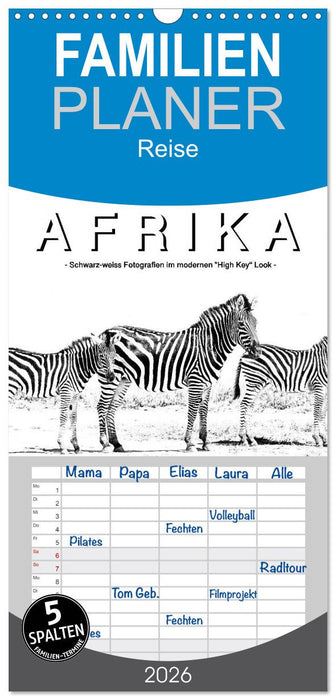 AFRIKA - Schwarz-weiss Fotografien im modernen "High Key" Look (CALVENDO Familienplaner 2026)