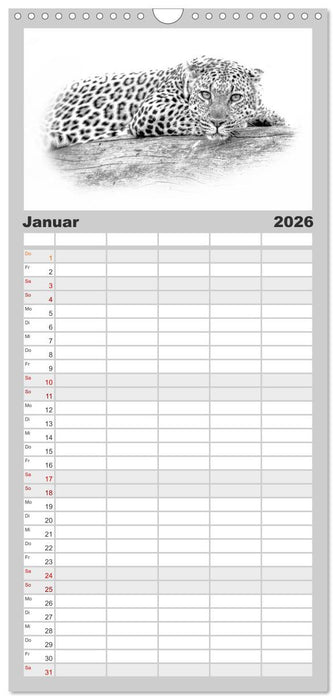 AFRIKA - Schwarz-weiss Fotografien im modernen "High Key" Look (CALVENDO Familienplaner 2026)