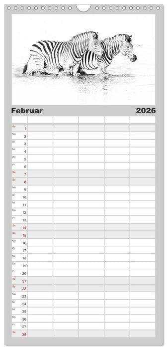 AFRIKA - Schwarz-weiss Fotografien im modernen "High Key" Look (CALVENDO Familienplaner 2026)