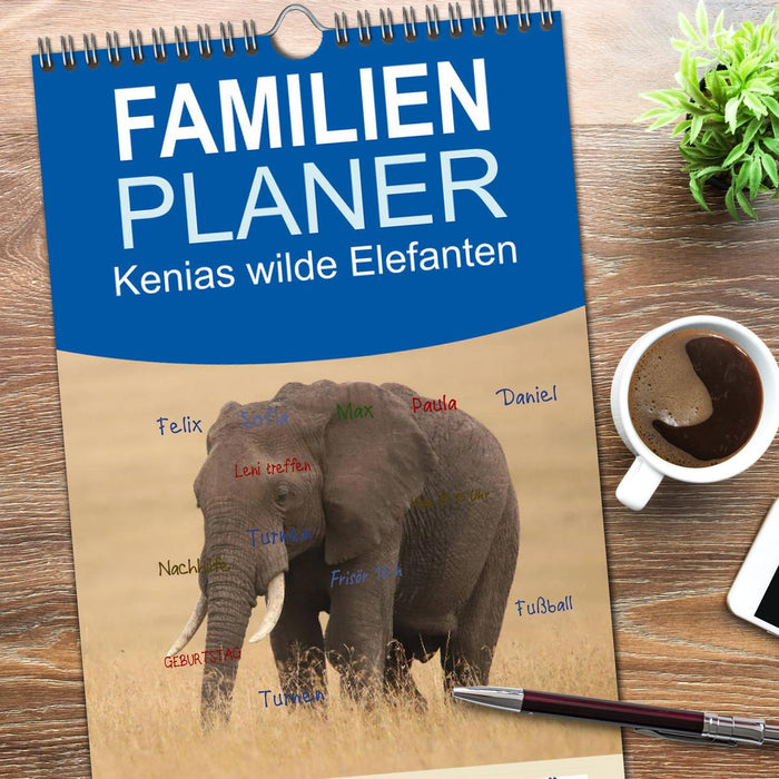 Kenias wilde Elefanten (CALVENDO Familienplaner 2026)