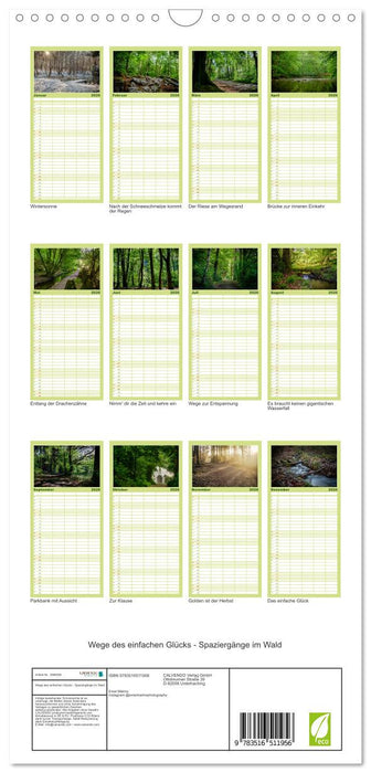 Wege des einfachen Glücks - Spaziergänge im Wald (CALVENDO Familienplaner 2026)