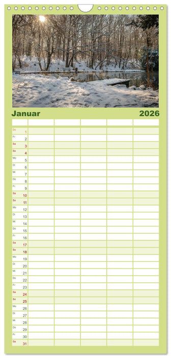 Wege des einfachen Glücks - Spaziergänge im Wald (CALVENDO Familienplaner 2026)