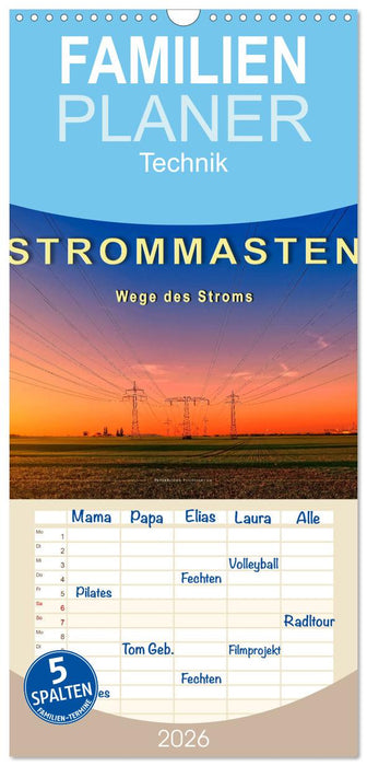 Strommasten - Wege des Stroms (CALVENDO Familienplaner 2026)