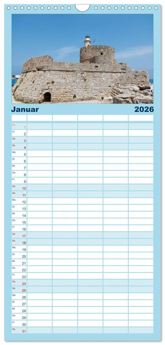 Rhodos, eine Sonneninsel (CALVENDO Familienplaner 2026)