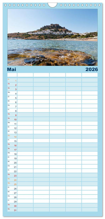 Rhodos, eine Sonneninsel (CALVENDO Familienplaner 2026)