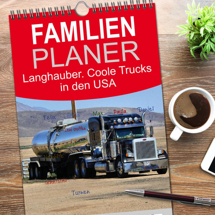 Langhauber. Coole Trucks in den USA (CALVENDO Familienplaner 2026)