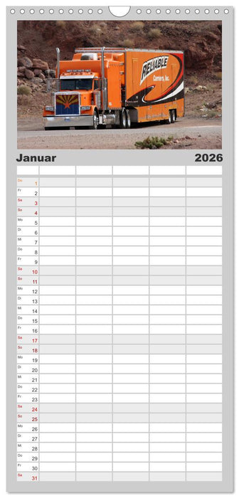 Langhauber. Coole Trucks in den USA (CALVENDO Familienplaner 2026)