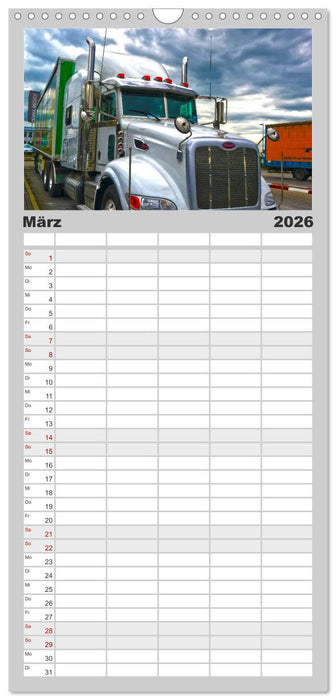 Langhauber. Coole Trucks in den USA (CALVENDO Familienplaner 2026)