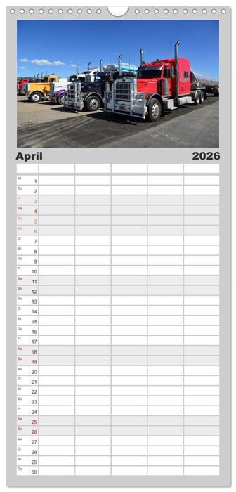 Langhauber. Coole Trucks in den USA (CALVENDO Familienplaner 2026)