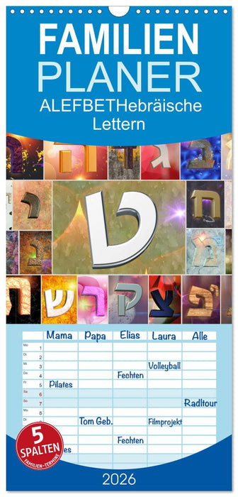 Alefbet Hebräische Lettern (CALVENDO Familienplaner 2026)