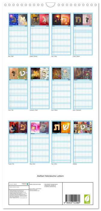 Alefbet Hebräische Lettern (CALVENDO Familienplaner 2026)