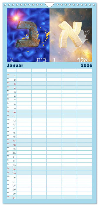 Alefbet Hebräische Lettern (CALVENDO Familienplaner 2026)