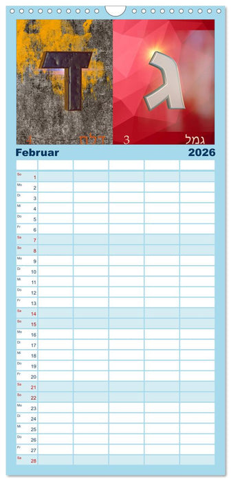 Alefbet Hebräische Lettern (CALVENDO Familienplaner 2026)