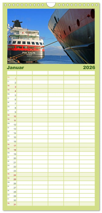 Hurtigruten - Entlang der norwegischen Küste (CALVENDO Familienplaner 2026)