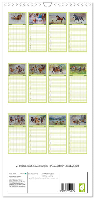 Mit Pferden durch die Jahreszeiten - Pferdebilder in Öl und Aquarell (CALVENDO Familienplaner 2026)